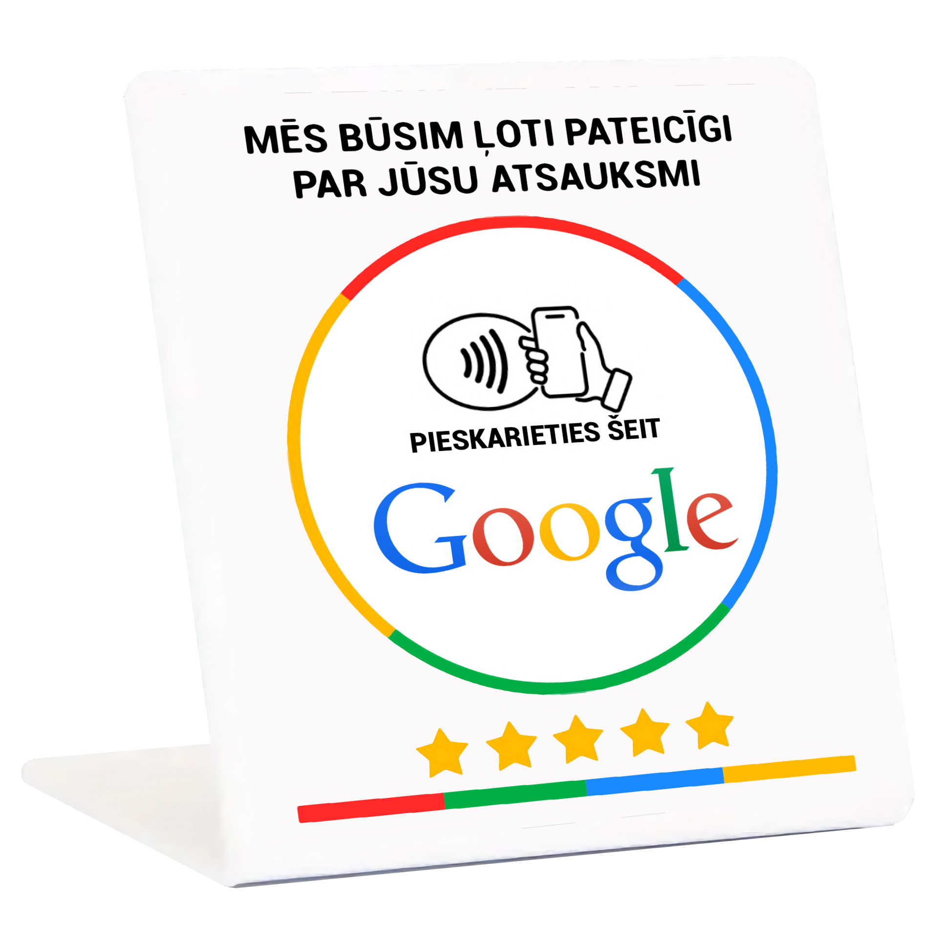 NFC un QR koda Google atsauksmju statīvs