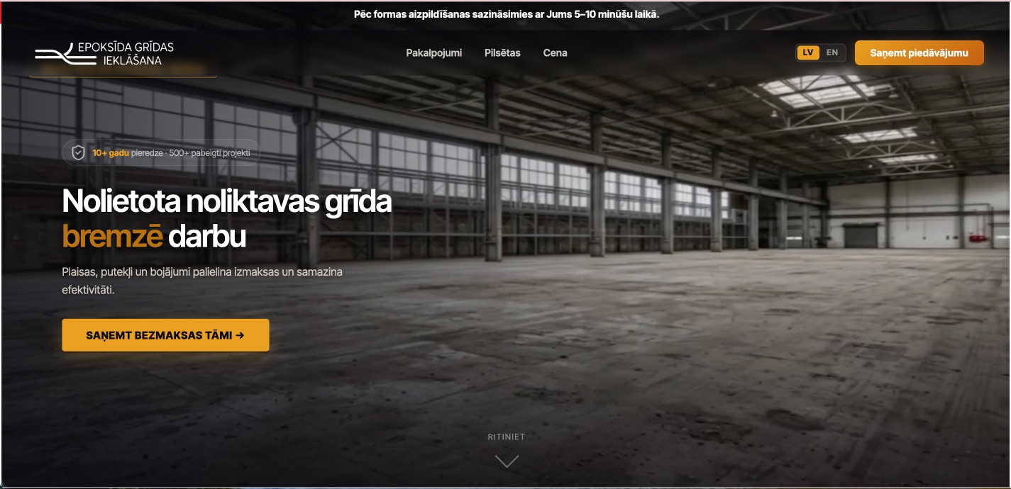 Epoksīda grīdas ieklāšana mājaslapa