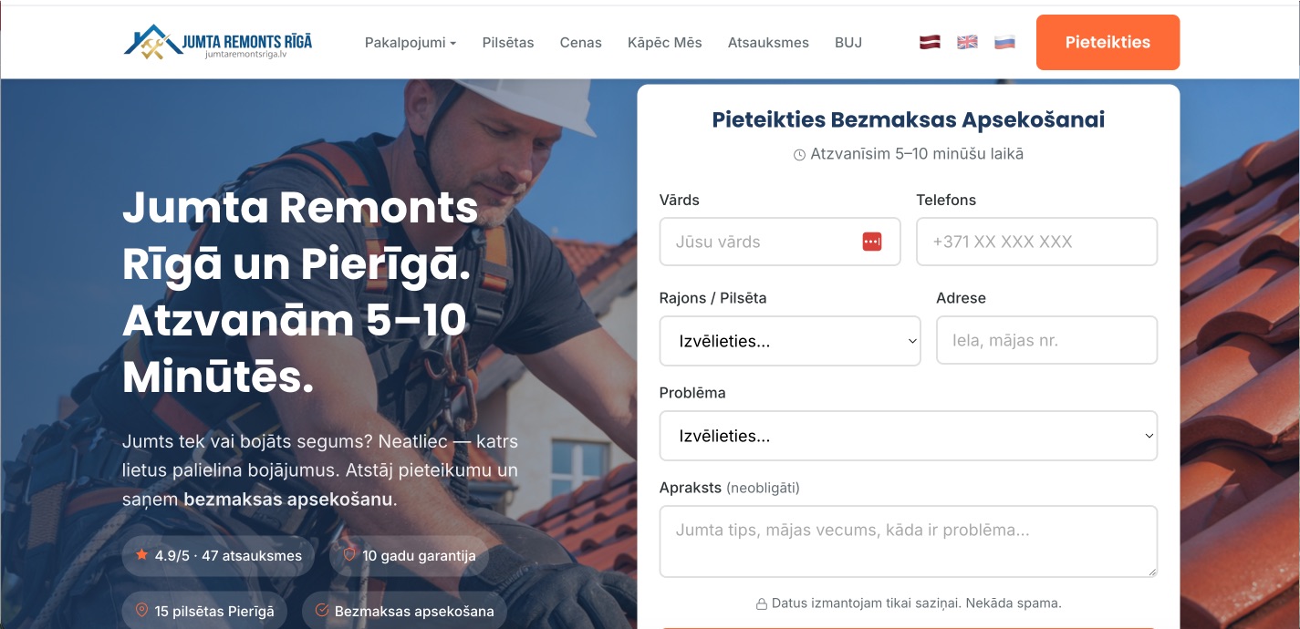Jumta remonts Rīgā mājaslapa